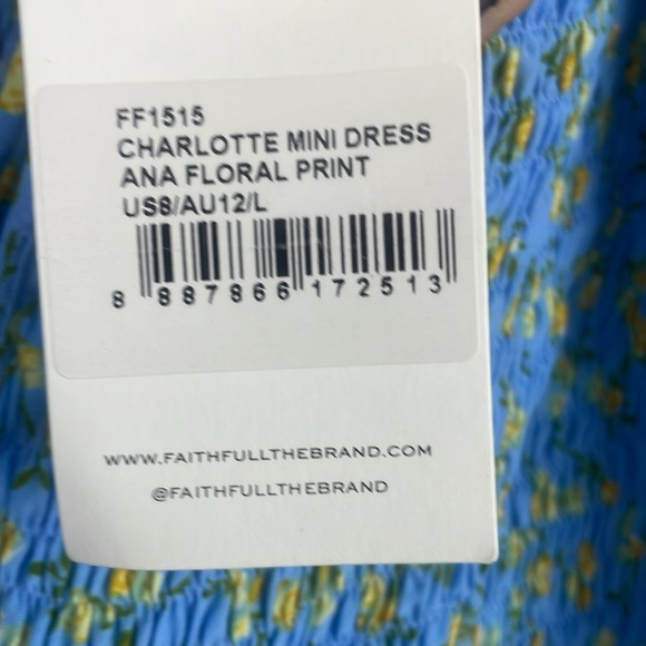 NWT Faithfull The Brand Charlotte Mini Dress Ana Floral Print Size 8 - Picture 7 of 14